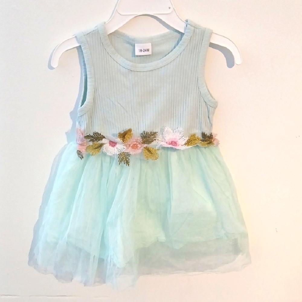 Mint Green Sleeveless Top with Floral Embroidery